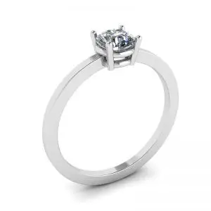 Anillo sencillo de oro blanco de 18 quilates con solitario de diamante redondo - Photo 3