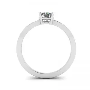 Anillo sencillo de oro blanco de 18 quilates con solitario de diamante redondo - Photo 1