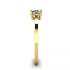Anillo sencillo de oro amarillo de 18 quilates con solitario de diamante redondo - Photo 2