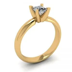 Anillo de Oro Amarillo con Diamante Talla Princesa - Photo 3