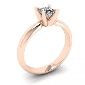 Anillo de oro rosa con diamante talla princesa - Photo 3