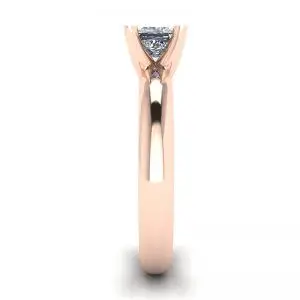 Anillo de oro rosa con diamante talla princesa - Photo 2