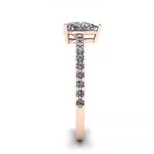 Anillo de pera con diamantes y pavé lateral en oro rosa - Photo 2