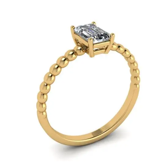 Anillo Barbudo con Diamante Talla Esmeralda Oro Amarillo,  Ampliar imagen 4