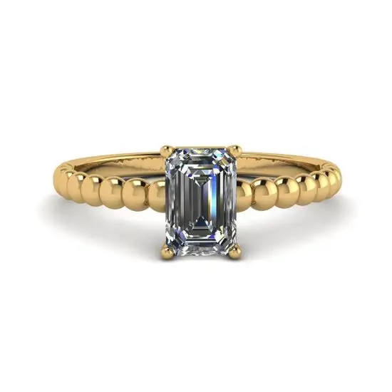 Anillo Barbudo con Diamante Talla Esmeralda Oro Amarillo, Ampliar imagen 1