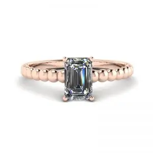 Anillo Barbudo con Diamante Talla Esmeralda Oro Rosa