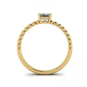 Anillo Barbudo con Diamante Talla Esmeralda Oro Amarillo - Photo 1
