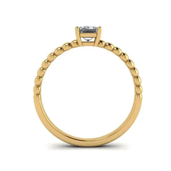 Anillo Barbudo con Diamante Talla Esmeralda Oro Amarillo,  Ampliar imagen 2