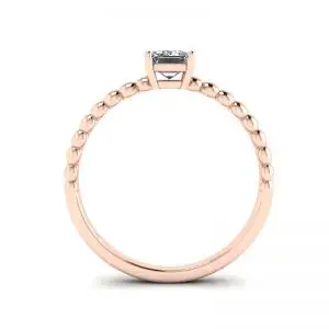 Anillo Barbudo con Diamante Talla Esmeralda Oro Rosa - Photo 1
