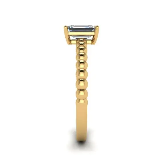Anillo Barbudo con Diamante Talla Esmeralda Oro Amarillo,  Ampliar imagen 3