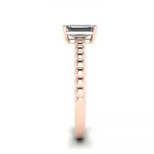 Anillo Barbudo con Diamante Talla Esmeralda Oro Rosa - Photo 2