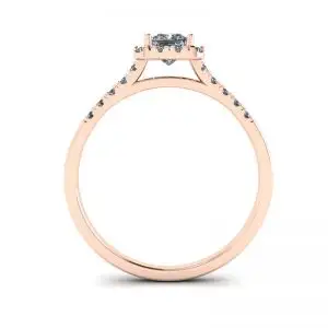 Anillo Halo de diamantes de talla princesa en oro rosado - Photo 1
