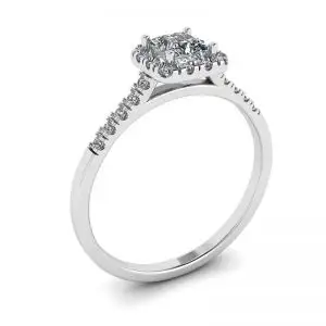 Anillo de diamantes de talla princesa Halo - Photo 2