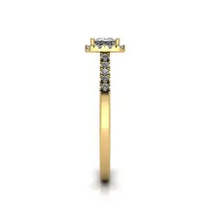 Anillo Halo de diamantes de talla princesa en oro amarillo - Photo 3