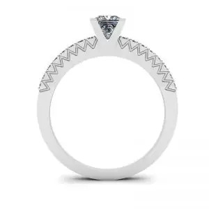 Anillo de diamantes de talla princesa en V con pavé lateral - Photo 1