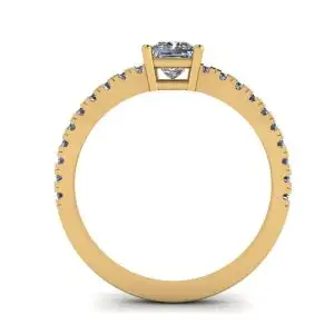 Anillo de diamantes talla princesa con pavé lateral en oro amarillo de 18 quilates - Photo 1