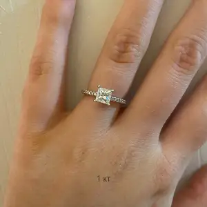 Anillo de diamantes de talla princesa con pavé lateral - Photo 5