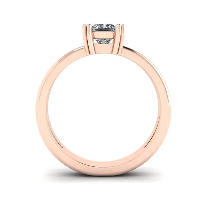 Anillo Doble de Compromiso de Corte Princesa Contemporáneo en Oro Rosa - Photo 1