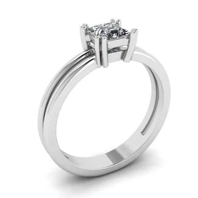 Anillo de compromiso de corte princesa contemporáneo - Photo 3