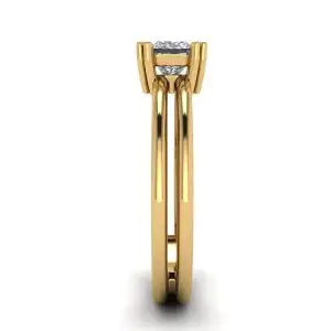 Anillo doble de compromiso de corte princesa contemporáneo - Photo 2