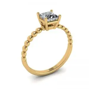 Anillo Barbudo con Diamante Talla Princesa en Oro Amarillo 18K - Photo 3