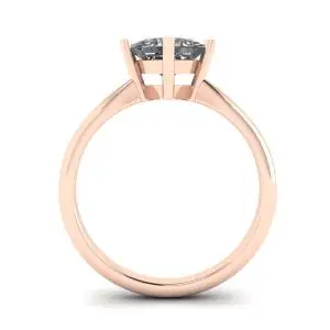 Anillo Solitario Rombo Diamante Talla Princesa Oro Rosa - Photo 1