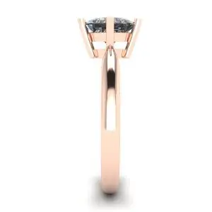 Anillo Solitario Rombo Diamante Talla Princesa Oro Rosa - Photo 2