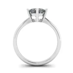 Solitario Rombo Diamante Talla Princesa Oro Blanco - Photo 1
