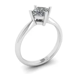 Solitario Rombo Diamante Talla Princesa Oro Blanco - Photo 3