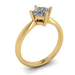 Anillo Solitario Rombo Princesa Diamante Oro Amarillo - Photo 3