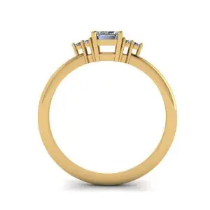Anillo Diamante Talla Esmeralda con Diamantes Laterales Oro Amarillo - Photo 1