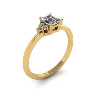 Anillo Diamante Talla Esmeralda con Diamantes Laterales Oro Amarillo - Photo 3