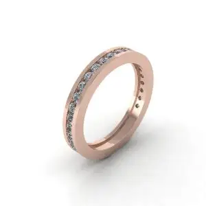Anillo de diamantes de eternidad con montura de canal en oro rosado - Photo 2