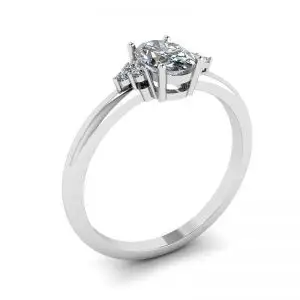 Anillo de diamante ovalado con 3 diamantes laterales - Photo 3