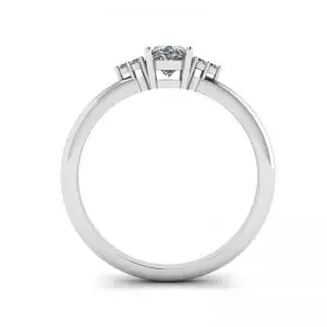 Anillo de diamante ovalado con 3 diamantes laterales - Photo 1