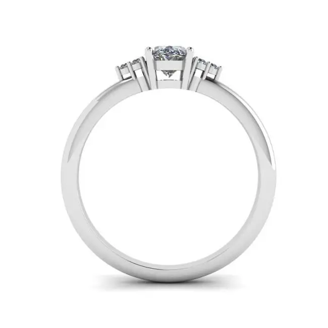 Anillo de diamante ovalado con 3 diamantes laterales - Photo 1