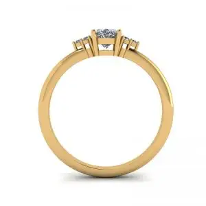 Anillo de diamantes ovalados con 3 diamantes laterales en oro amarillo - Photo 1