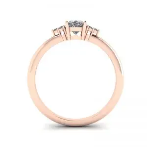 Anillo de diamantes ovalados con 3 diamantes laterales en oro rosa - Photo 1