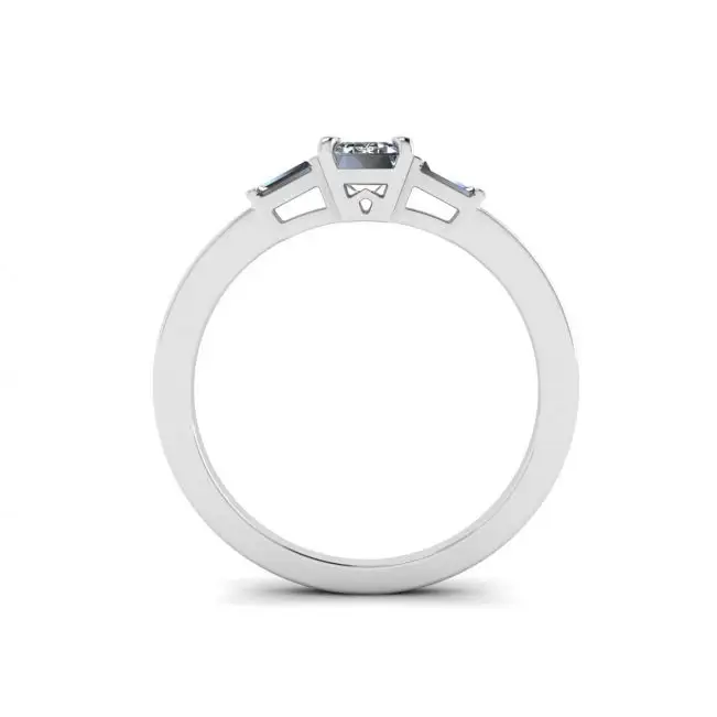 Anillo de diamantes de talla baguette lateral y talla esmeralda - Photo 1