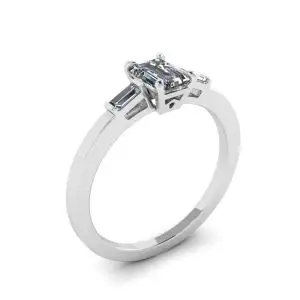Anillo de diamantes de talla baguette lateral y talla esmeralda - Photo 3