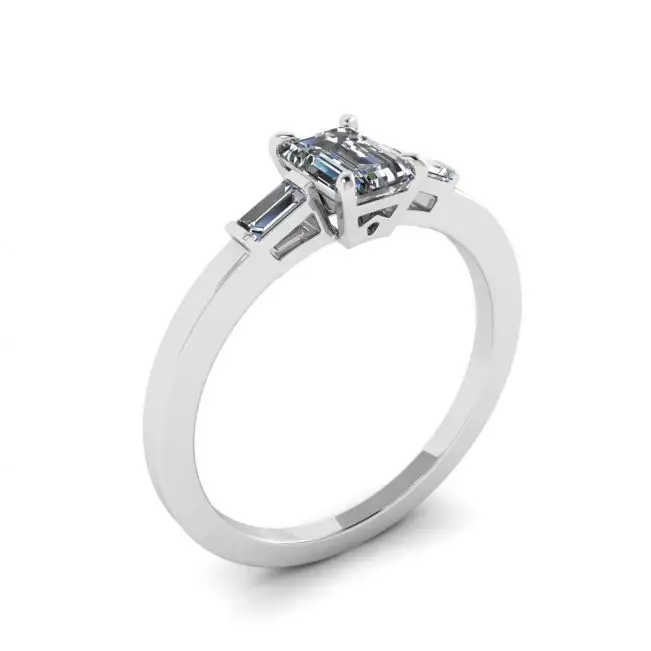 Anillo de diamantes de talla baguette lateral y talla esmeralda - Photo 3