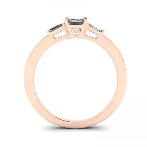 Anillo de diamantes de talla baguette lateral y talla esmeralda en oro rosa - Photo 1