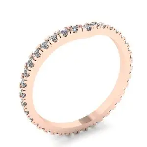 Alianza de eternidad con diamantes curvos en oro rosa - Photo 3