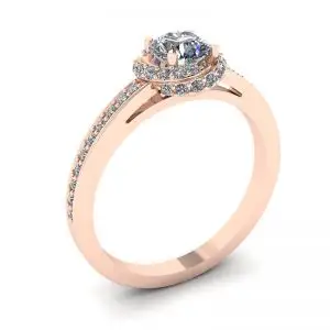 Anillo de oro rosa con diamantes - Photo 3