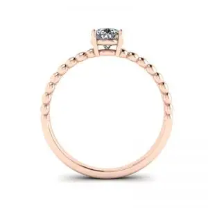 Anillo de compromiso de corte pera con banda de cuentas en oro rosa - Photo 1