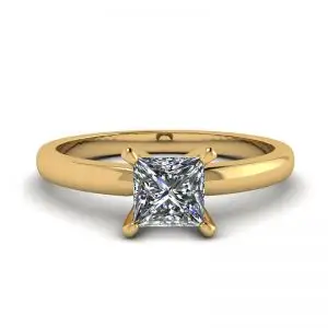 Anillo de compromiso de oro mixto con diamante princesa