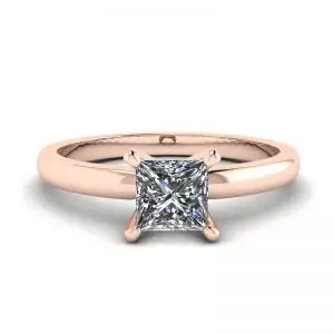 Anillo mixto de oro rosa y blanco con diamante princesa