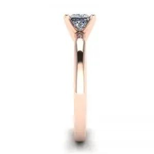 Anillo mixto de oro rosa y blanco con diamante princesa - Photo 2