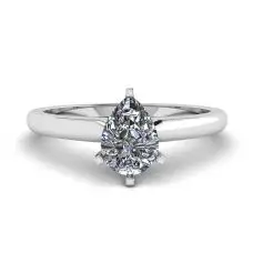 Anillo solitario de diamante pera en 6 puntas
