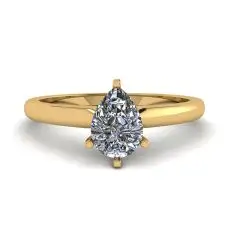 Anillo solitario de diamante pera en oro amarillo de 6 puntas